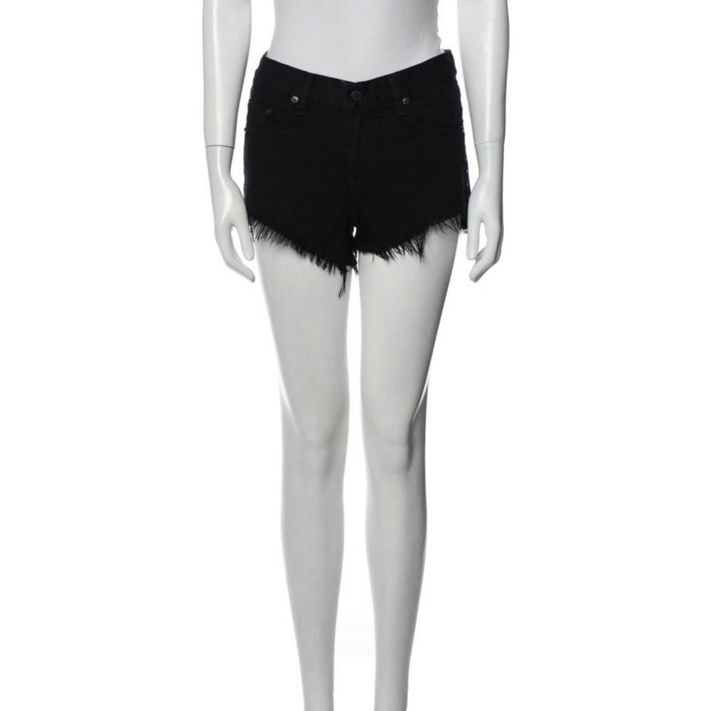 NWT  Ladies Size XS/US24 Black Denim RAG & BONE Fringed Cut Off Shorts
